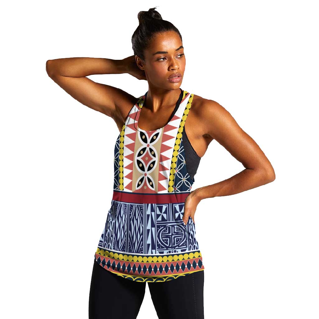 Toghu Bamenda Women Racerback Tank Cameroon Traditional Pattern
