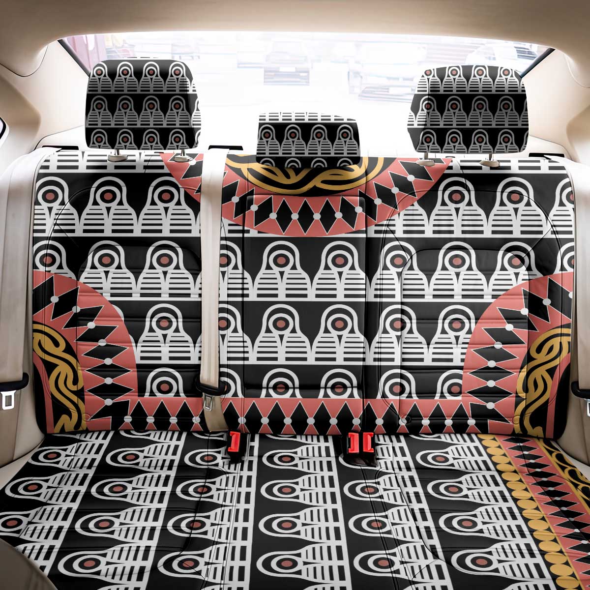 Cameroon Back Car Seat Cover Toghu Traditional Pattern