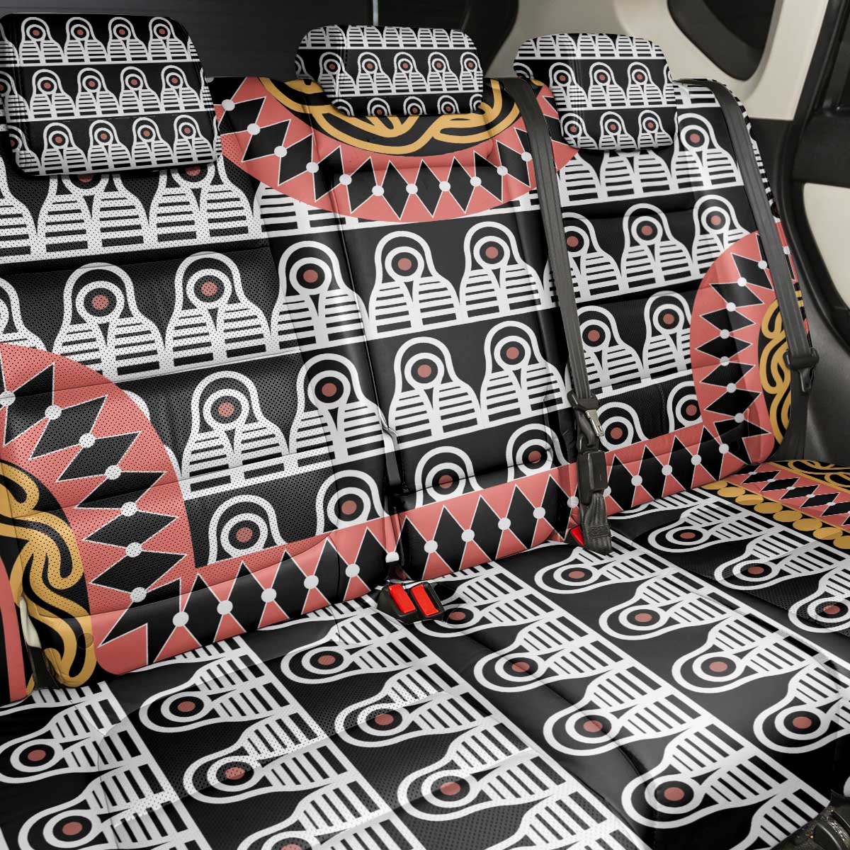 Cameroon Back Car Seat Cover Toghu Traditional Pattern