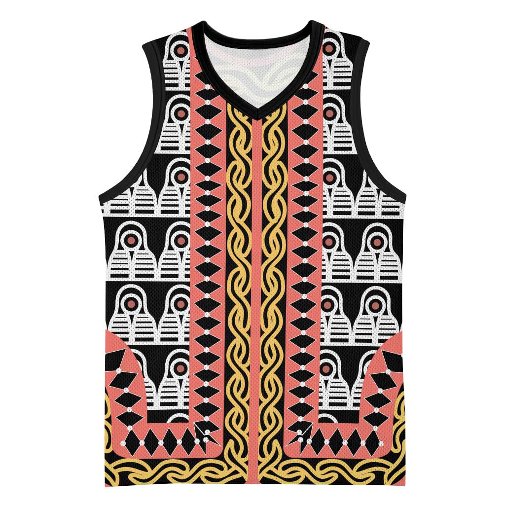 Cameroon Basketball Jersey Toghu Traditional Pattern - African Pride