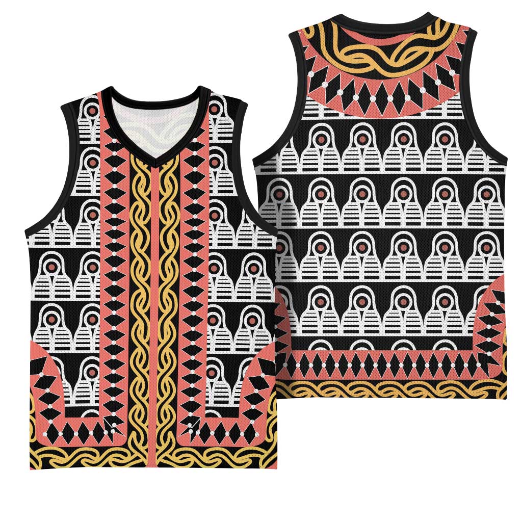 Cameroon Basketball Jersey Toghu Traditional Pattern - African Pride