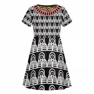 Cameroon Kid Short Sleeve Dress Toghu Traditional Pattern