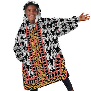 Cameroon Kid Wearable Blanket Hoodie Toghu Traditional Pattern