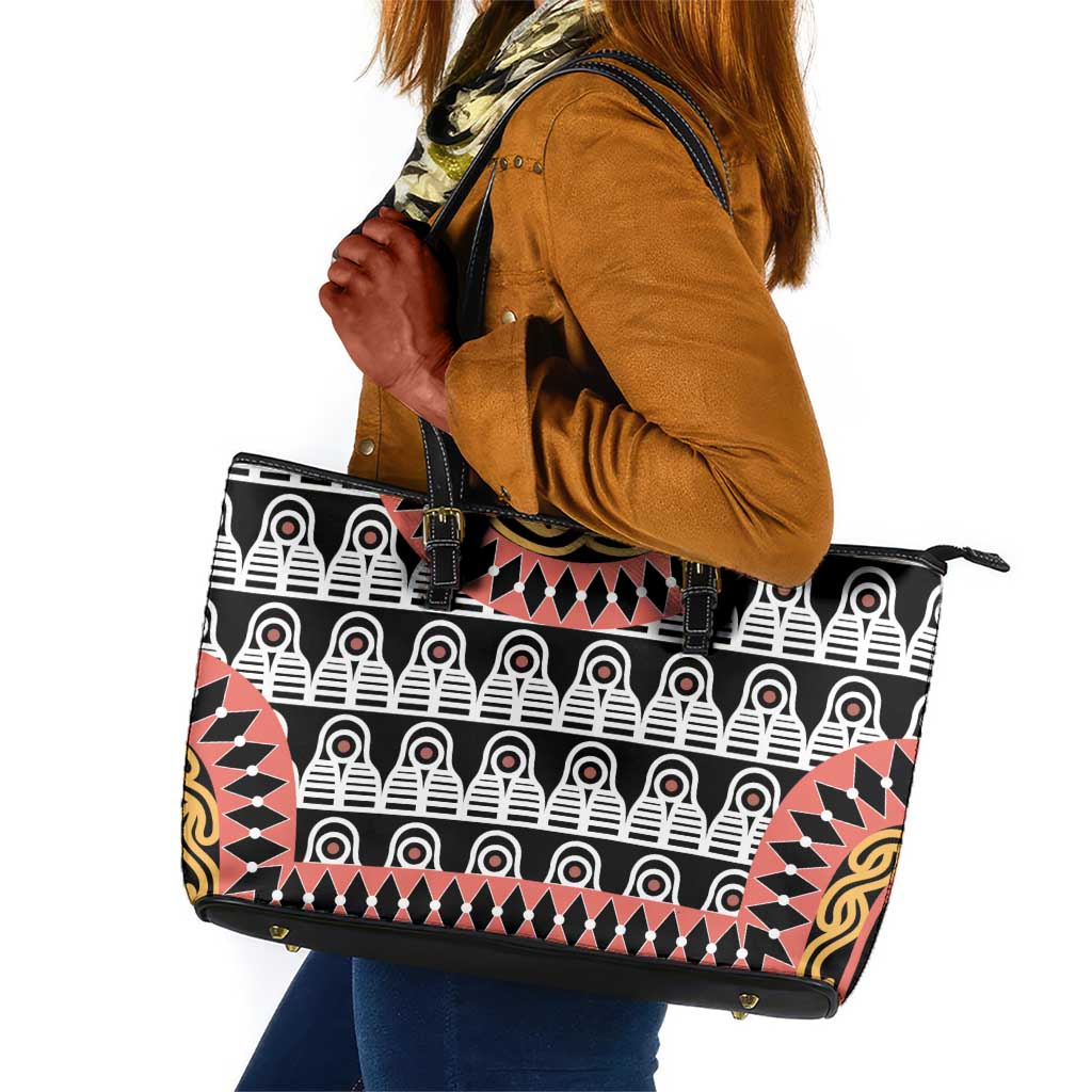 Cameroon Leather Tote Bag Toghu Traditional Pattern