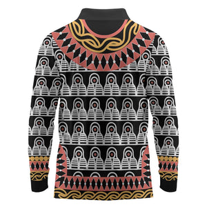 Cameroon Long Sleeve Polo Shirt Toghu Traditional Pattern
