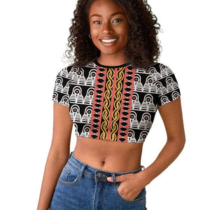 Cameroon Raglan Cropped T shirt Toghu Traditional Pattern
