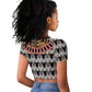 Cameroon Raglan Cropped T shirt Toghu Traditional Pattern
