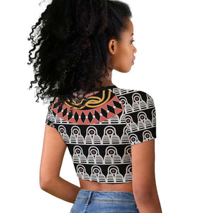 Cameroon Raglan Cropped T shirt Toghu Traditional Pattern