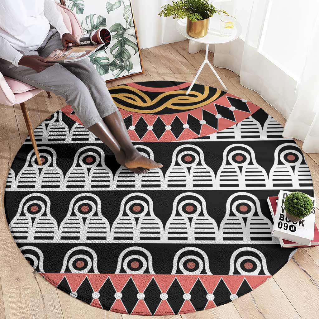 Cameroon Round Carpet Toghu Traditional Pattern