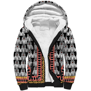Cameroon Sherpa Hoodie Toghu Traditional Pattern