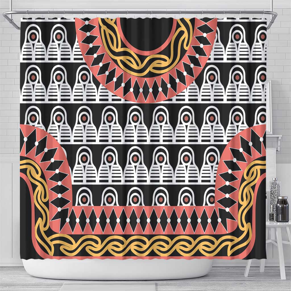 Cameroon Shower Curtain Toghu Traditional Pattern