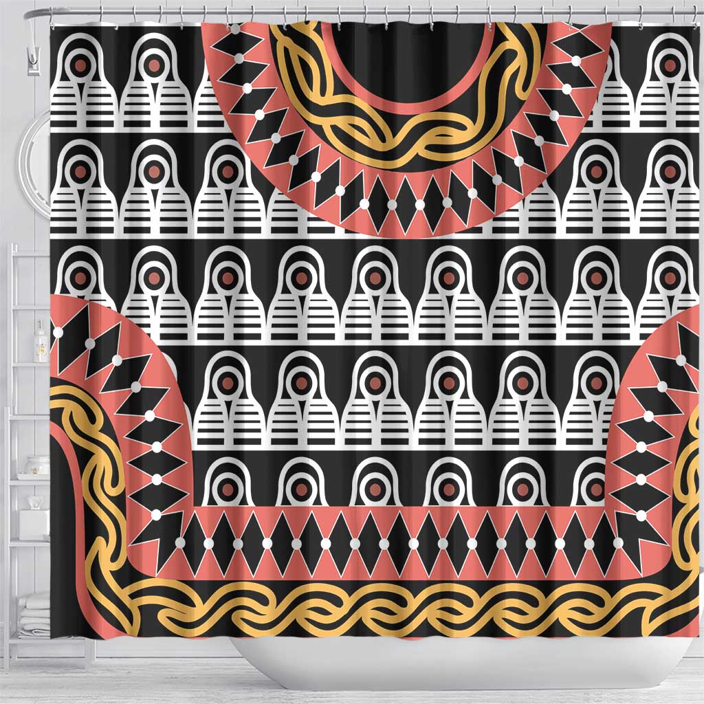 Cameroon Shower Curtain Toghu Traditional Pattern