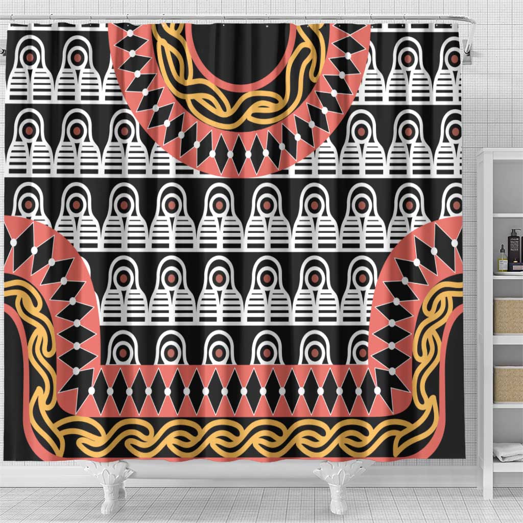 Cameroon Shower Curtain Toghu Traditional Pattern