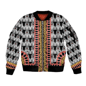 Cameroon Sleeve Zip Bomber Jacket Toghu Traditional Pattern