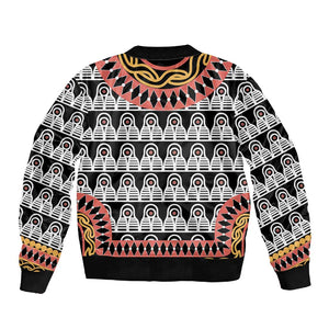 Cameroon Sleeve Zip Bomber Jacket Toghu Traditional Pattern