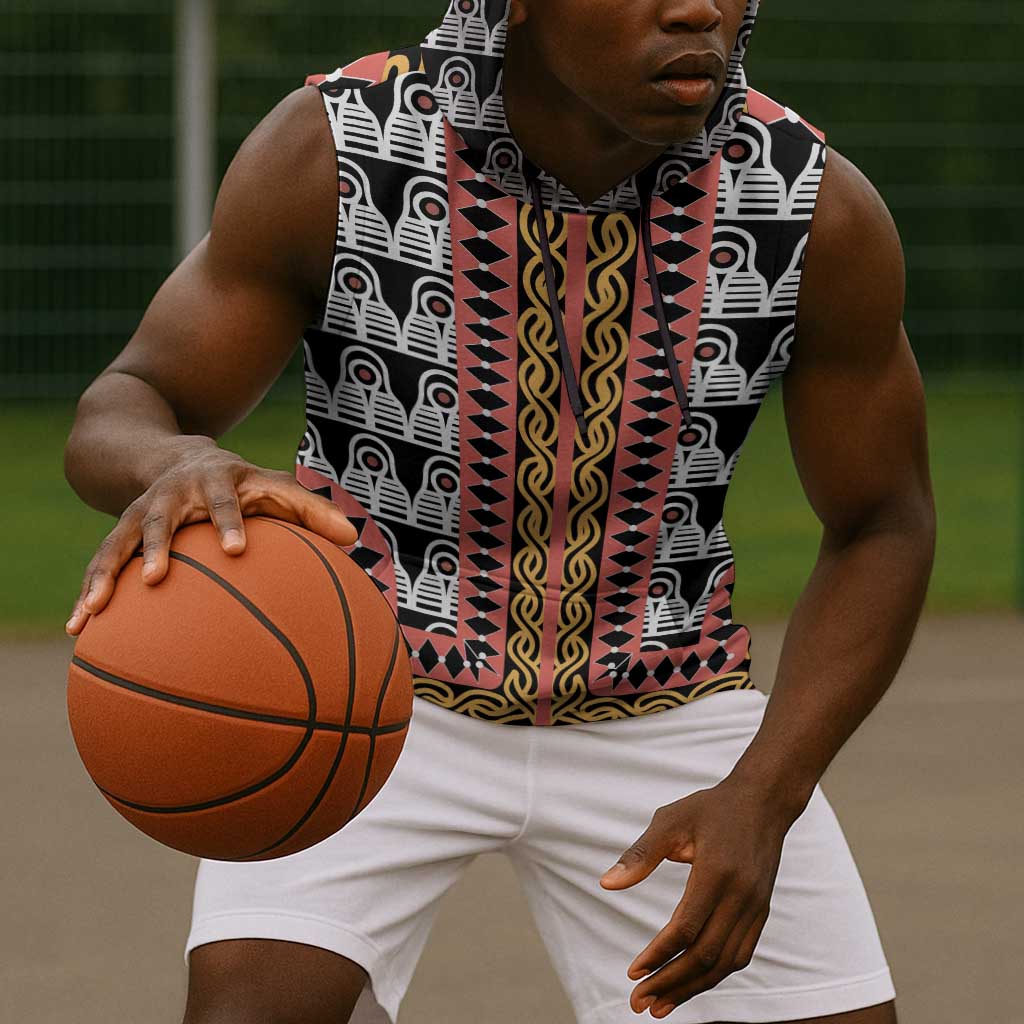 Cameroon Sleeveless Hoodie Toghu Traditional Pattern - African Pride