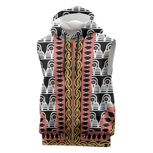 Cameroon Sleeveless Zip Hoodie Toghu Traditional Pattern - African Pride
