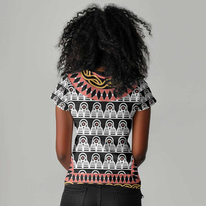 Cameroon Women V-Neck T-Shirt Toghu Traditional Pattern
