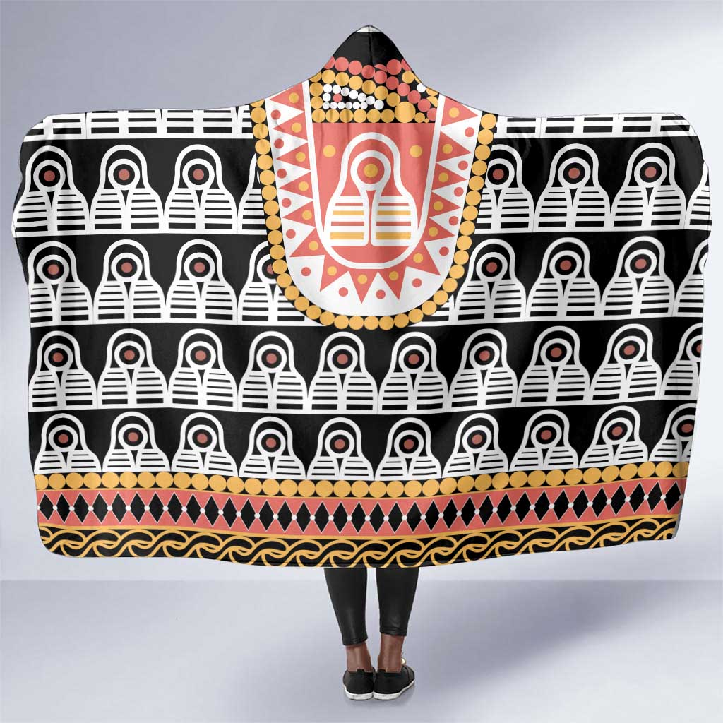 Cameroon Traditional Toghu Pattern Hooded Blanket