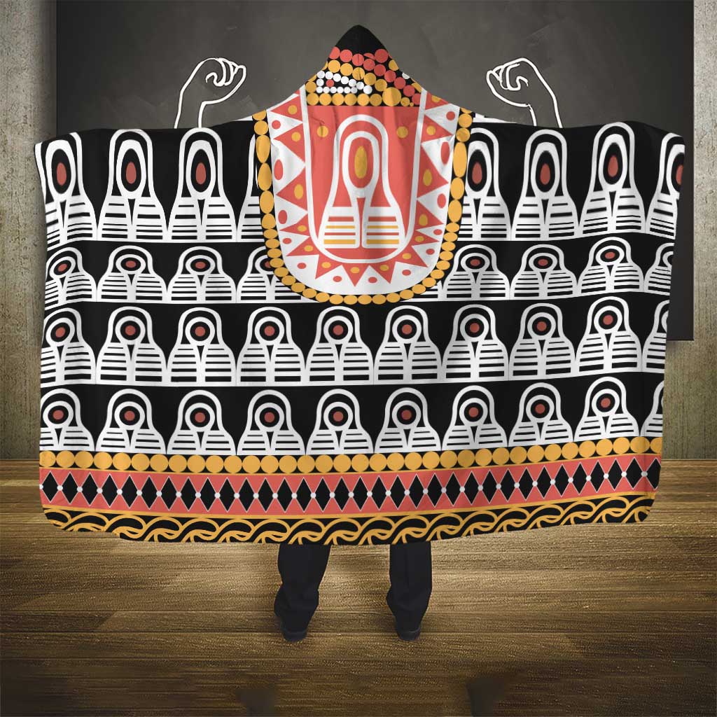 Cameroon Traditional Toghu Pattern Hooded Blanket