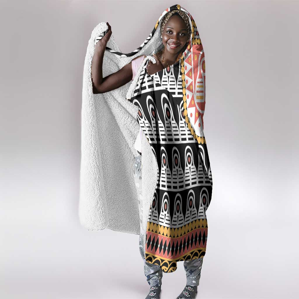 Cameroon Traditional Toghu Pattern Hooded Blanket