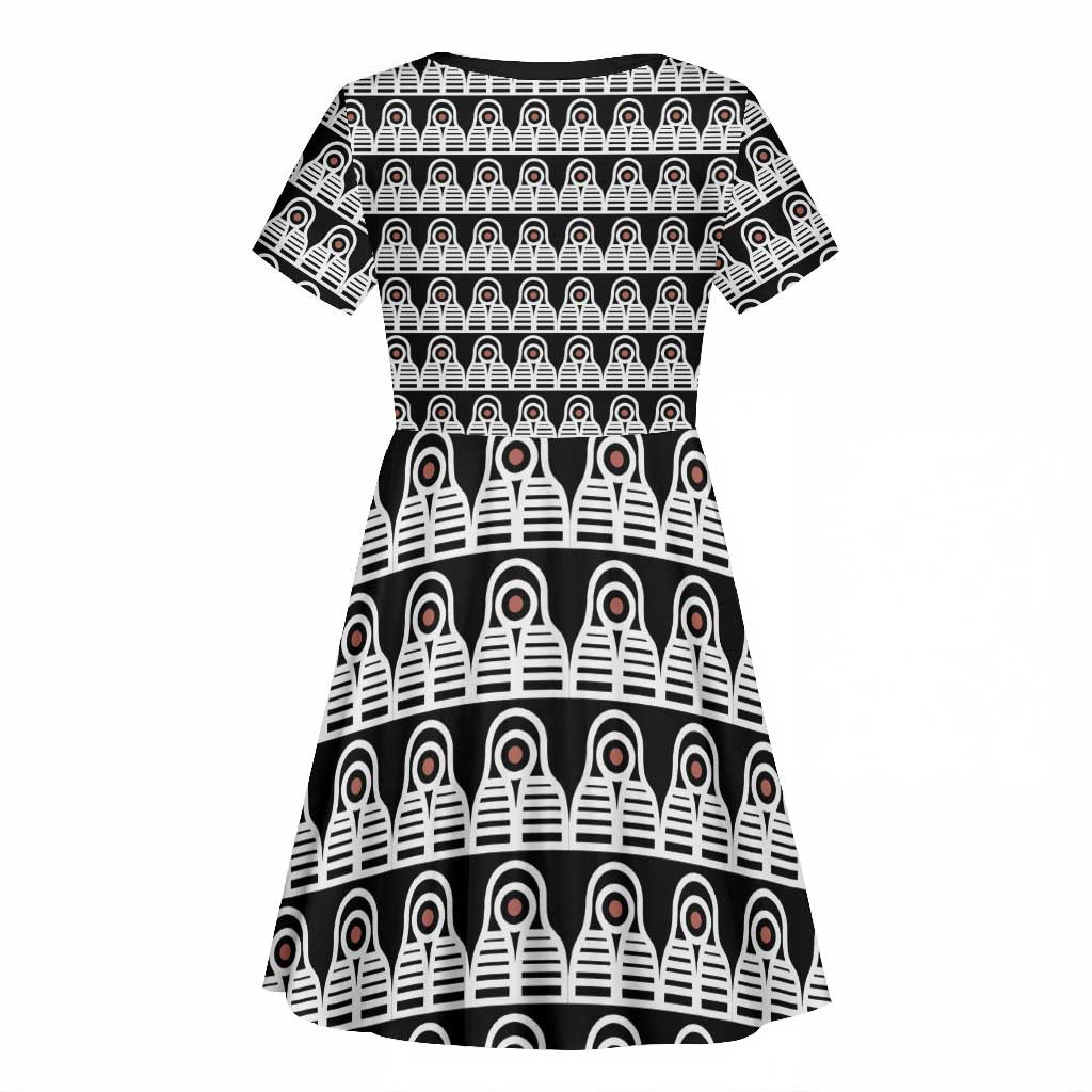 Cameroon Traditional Toghu Pattern Kid Short Sleeve Dress