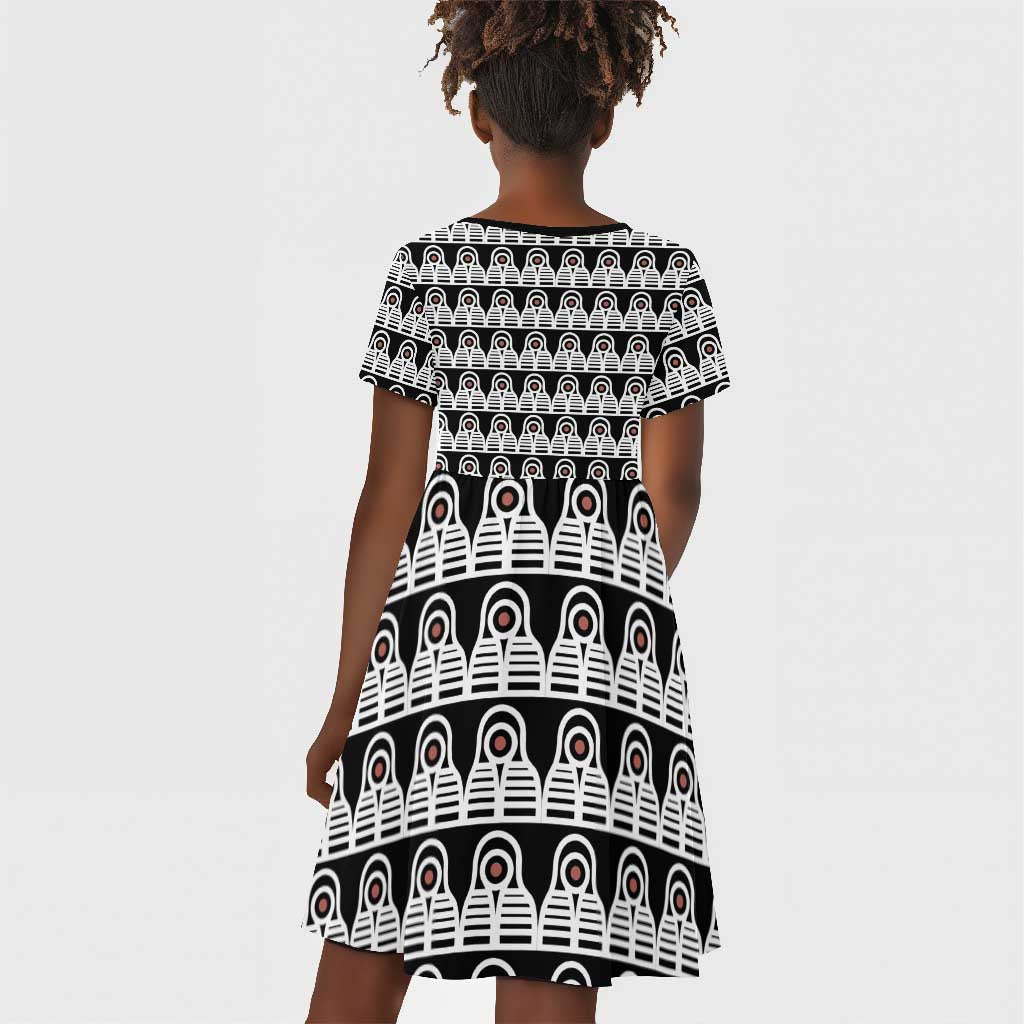 Cameroon Traditional Toghu Pattern Kid Short Sleeve Dress