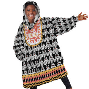 Cameroon Traditional Toghu Pattern Kid Wearable Blanket Hoodie