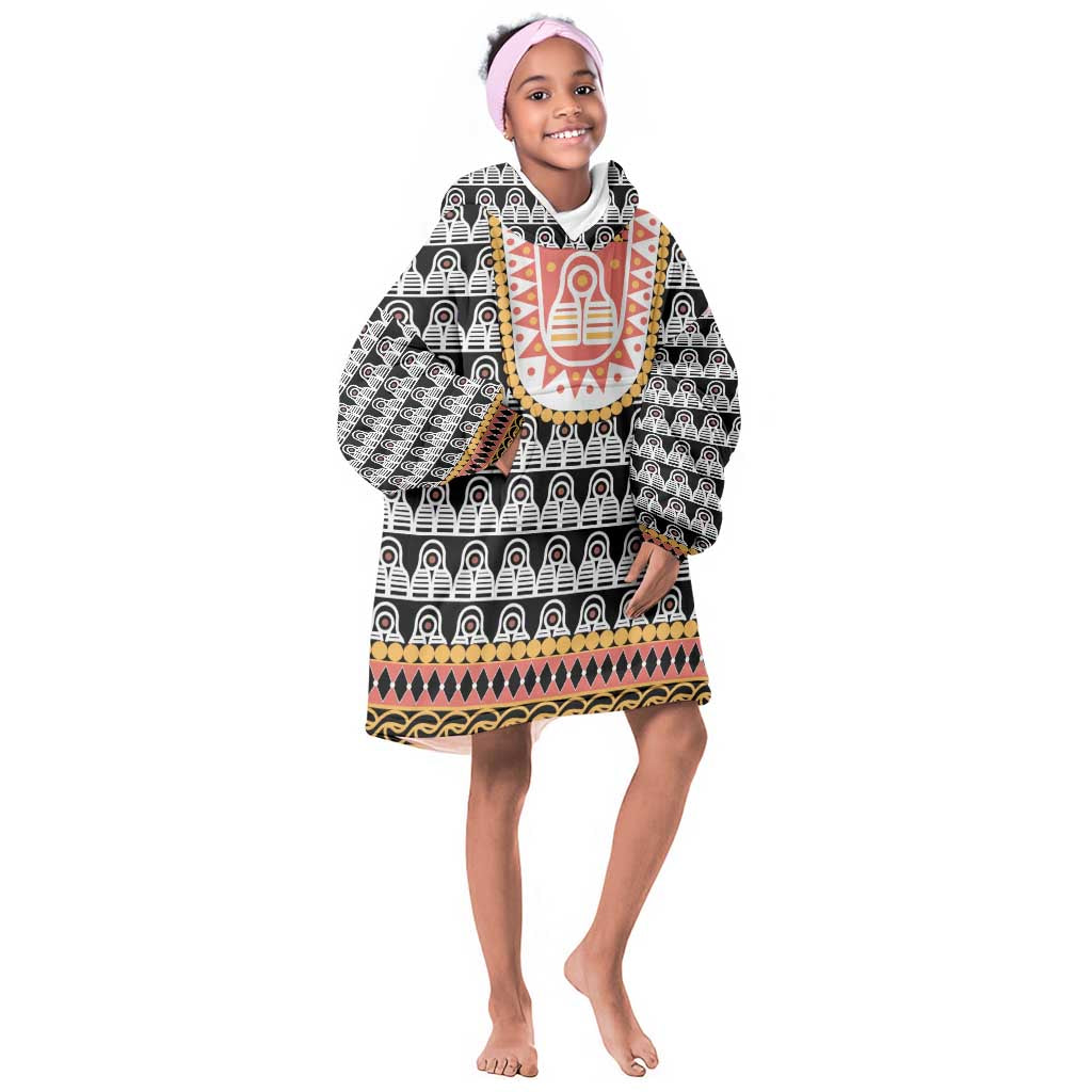 Cameroon Traditional Toghu Pattern Kid Wearable Blanket Hoodie