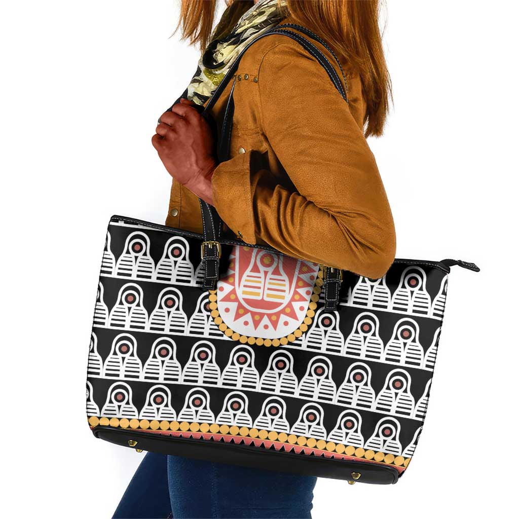 Cameroon Traditional Toghu Pattern Leather Tote Bag
