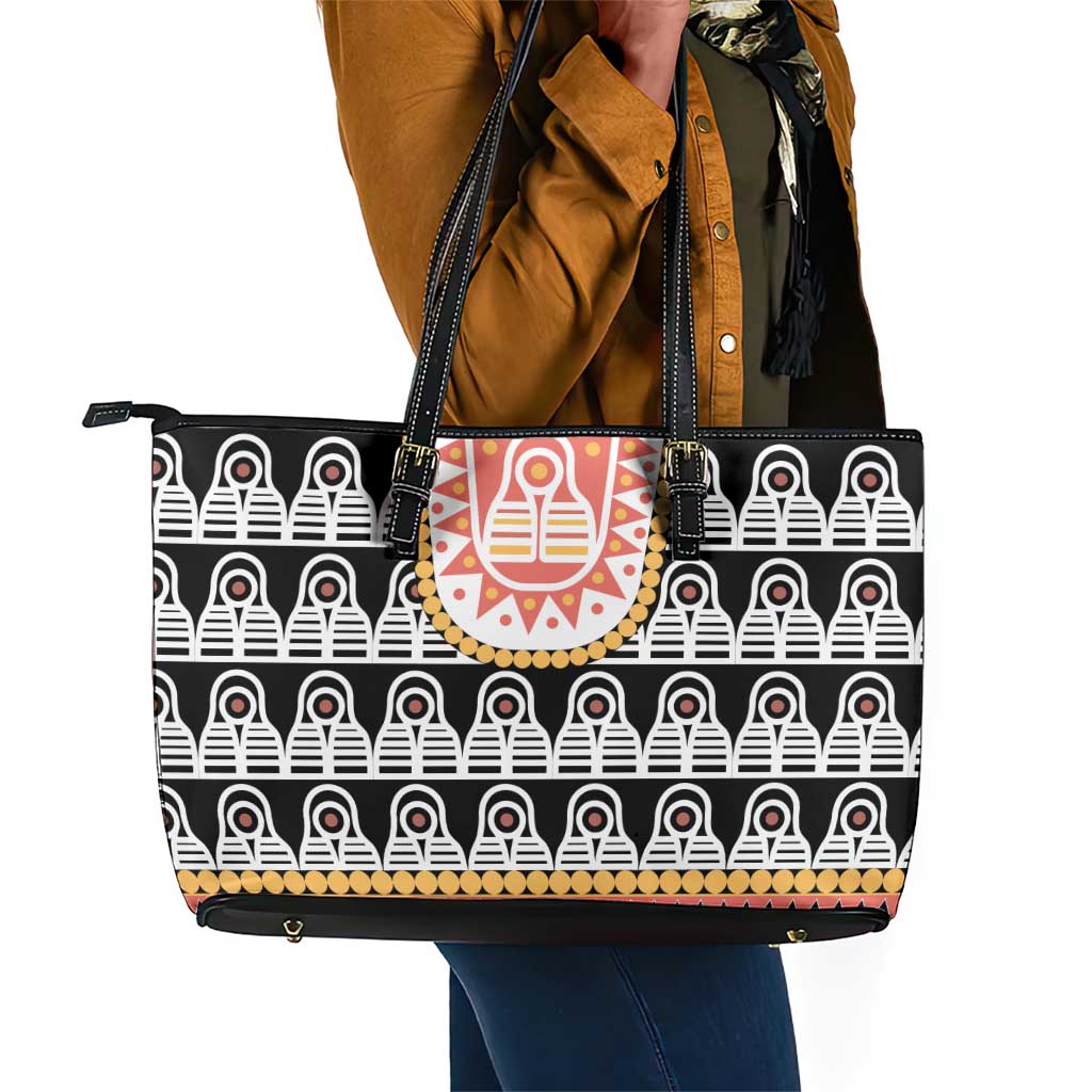 Cameroon Traditional Toghu Pattern Leather Tote Bag