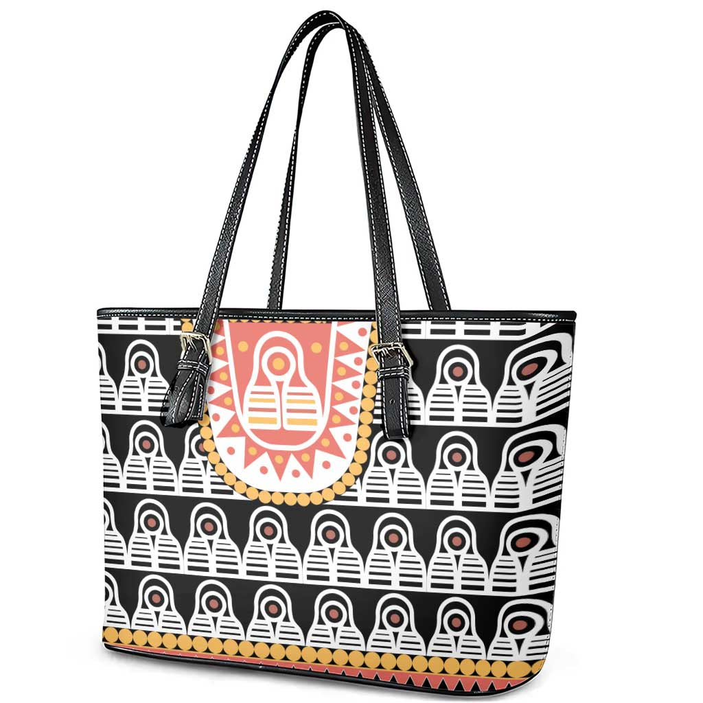 Cameroon Traditional Toghu Pattern Leather Tote Bag