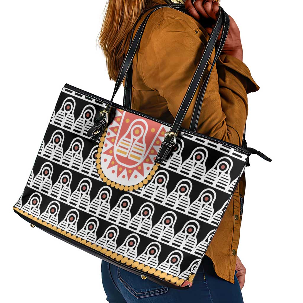 Cameroon Traditional Toghu Pattern Leather Tote Bag