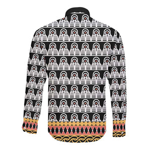 Cameroon Traditional Toghu Pattern Long Sleeve Button Shirt