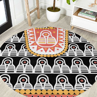 Cameroon Traditional Toghu Pattern Round Carpet