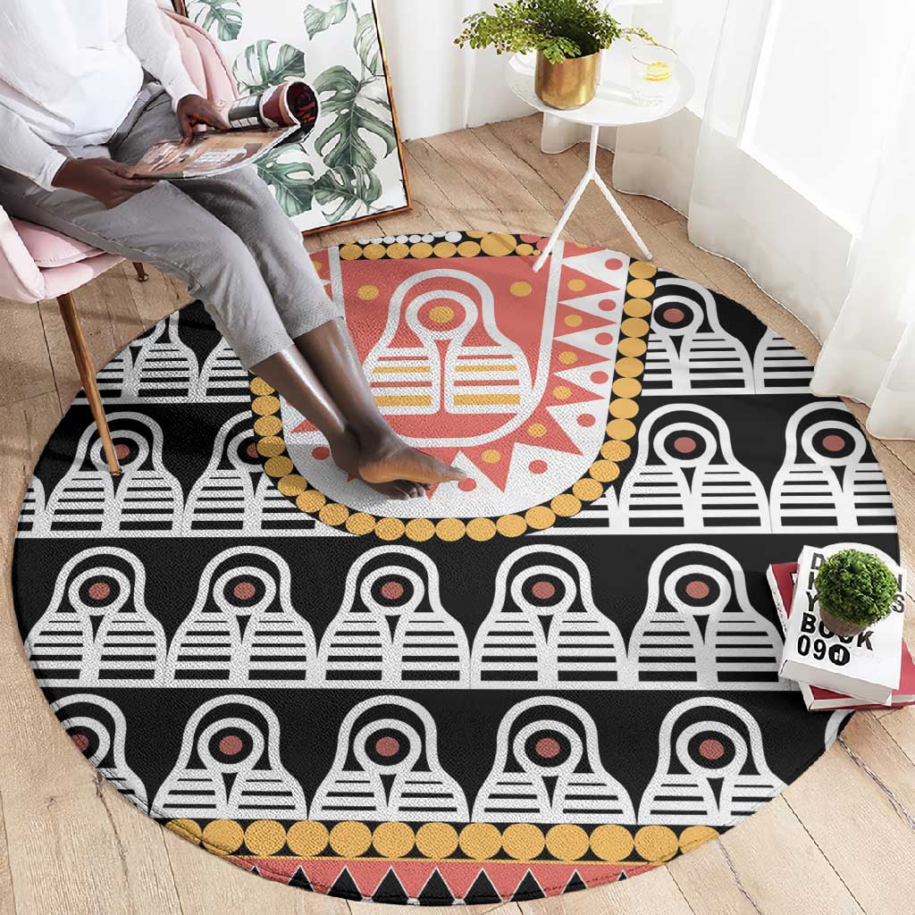 Cameroon Traditional Toghu Pattern Round Carpet