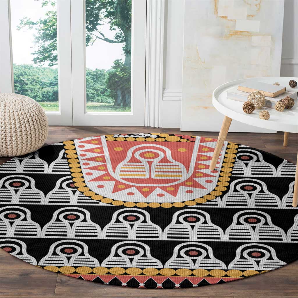 Cameroon Traditional Toghu Pattern Round Carpet