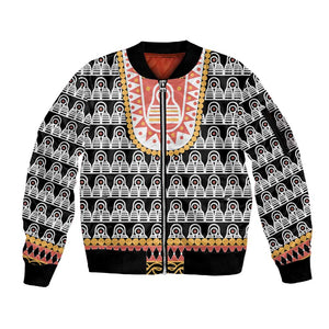 Cameroon Traditional Toghu Pattern Sleeve Zip Bomber Jacket