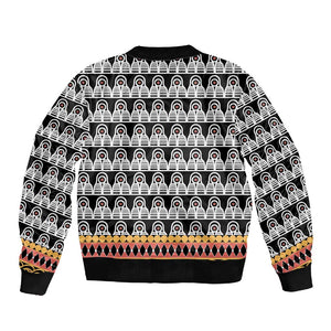 Cameroon Traditional Toghu Pattern Sleeve Zip Bomber Jacket