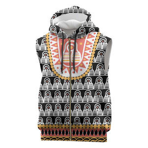 Cameroon Traditional Toghu Pattern Sleeveless Zip Hoodie - African Pride