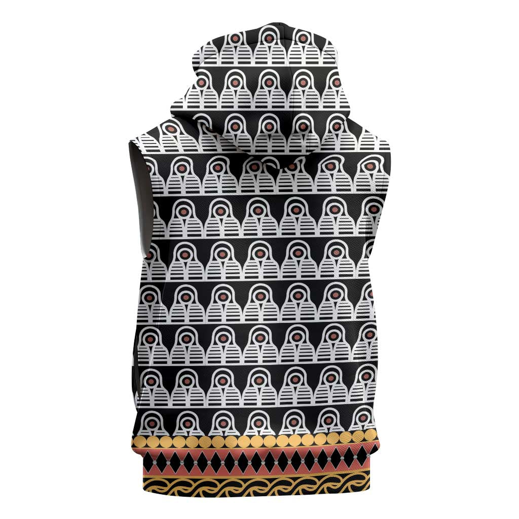 Cameroon Traditional Toghu Pattern Sleeveless Zip Hoodie - African Pride
