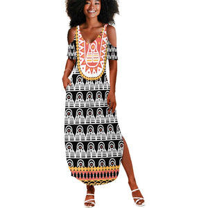 Cameroon Traditional Toghu Pattern Summer Maxi Dress