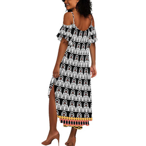 Cameroon Traditional Toghu Pattern Summer Maxi Dress