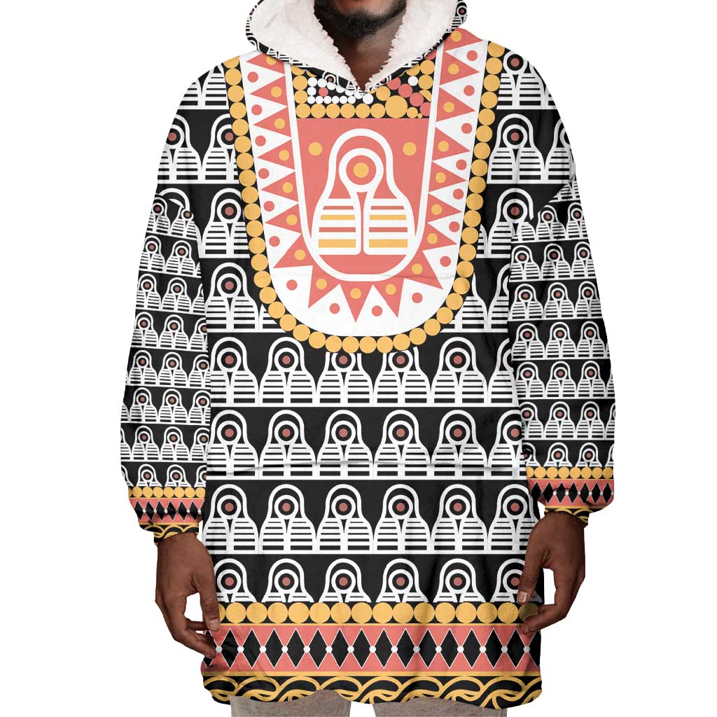 Cameroon Traditional Toghu Pattern Wearable Blanket Hoodie