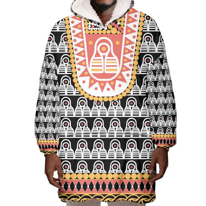 Cameroon Traditional Toghu Pattern Wearable Blanket Hoodie
