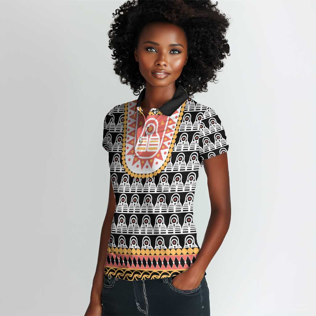 Cameroon Traditional Toghu Pattern Women Polo Shirt