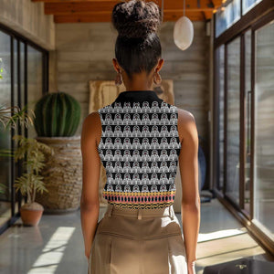 Cameroon Traditional Toghu Pattern Women Sleeveless Polo Shirt
