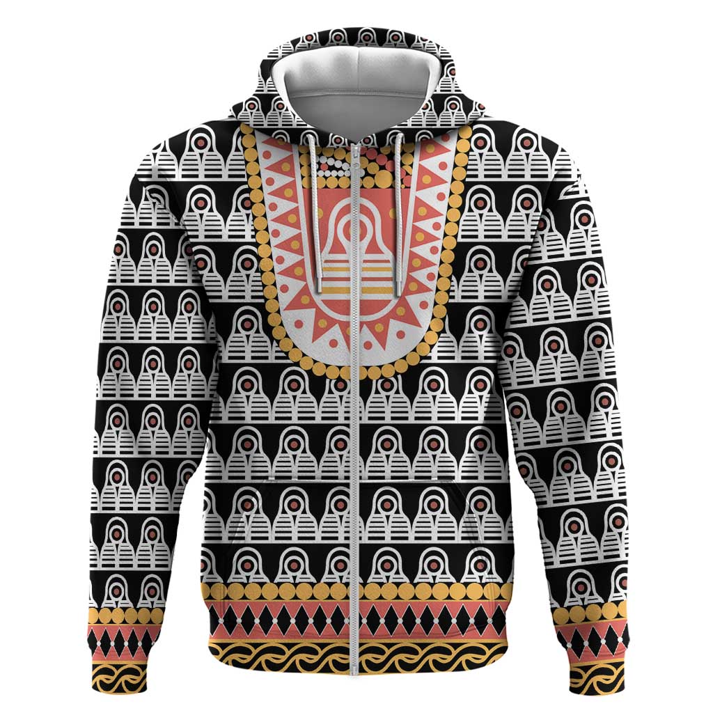 Cameroon Traditional Toghu Pattern Zip Hoodie