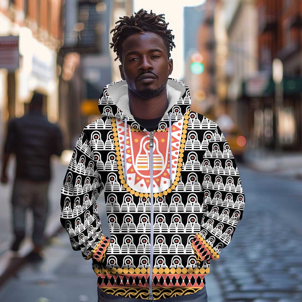 Cameroon Traditional Toghu Pattern Zip Hoodie
