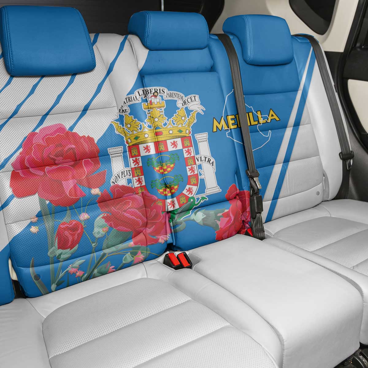 Melilla Spain Back Car Seat Cover Coat Of Arms With Map